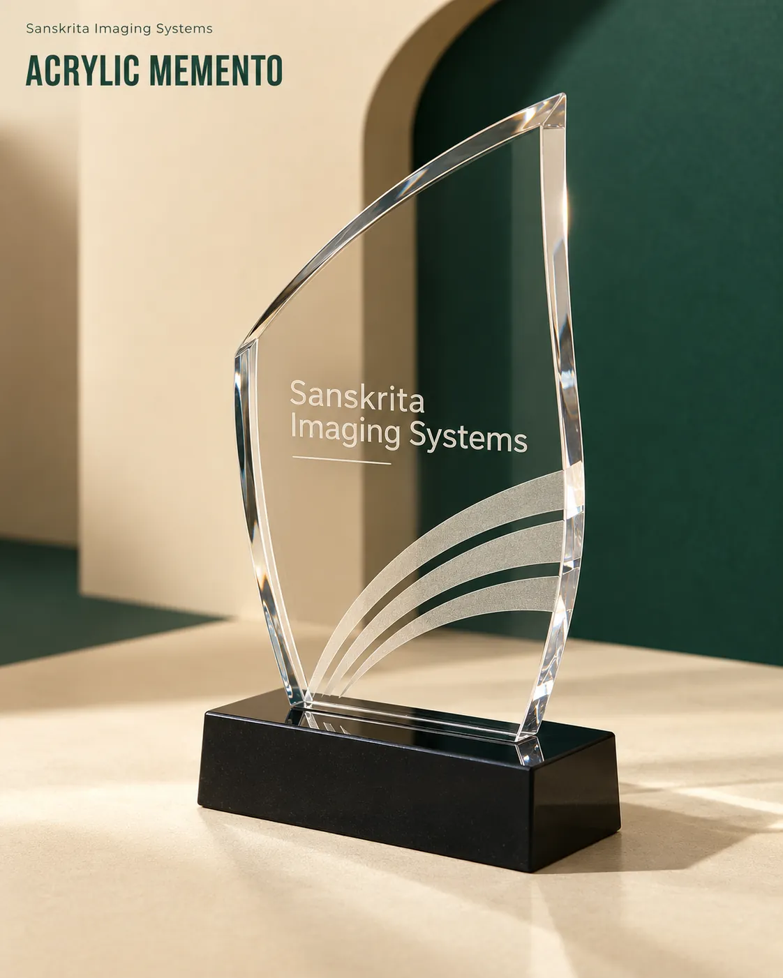 Acrylic memento with an alternative printed finish