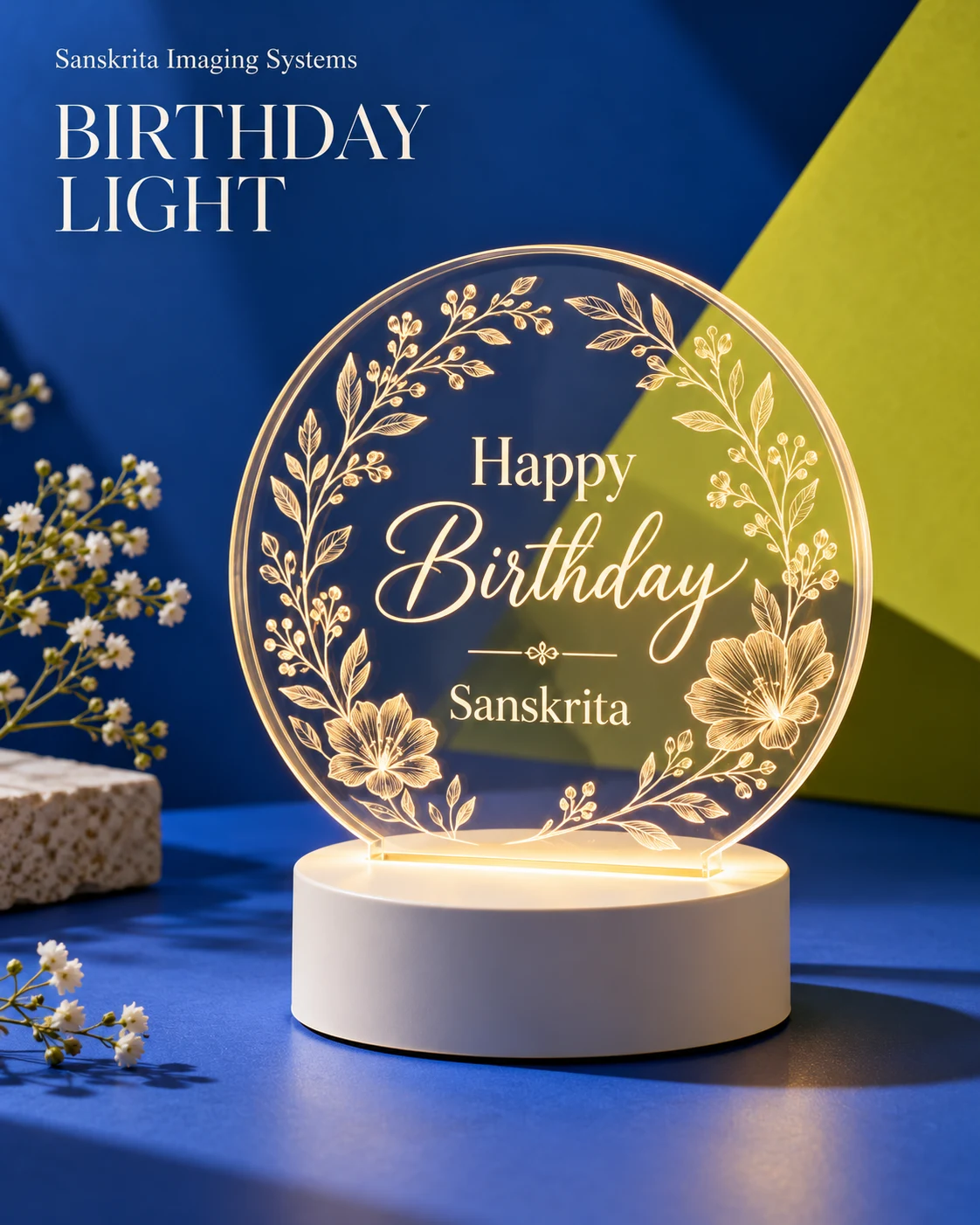 Birthday acrylic lamp — personalised gift idea