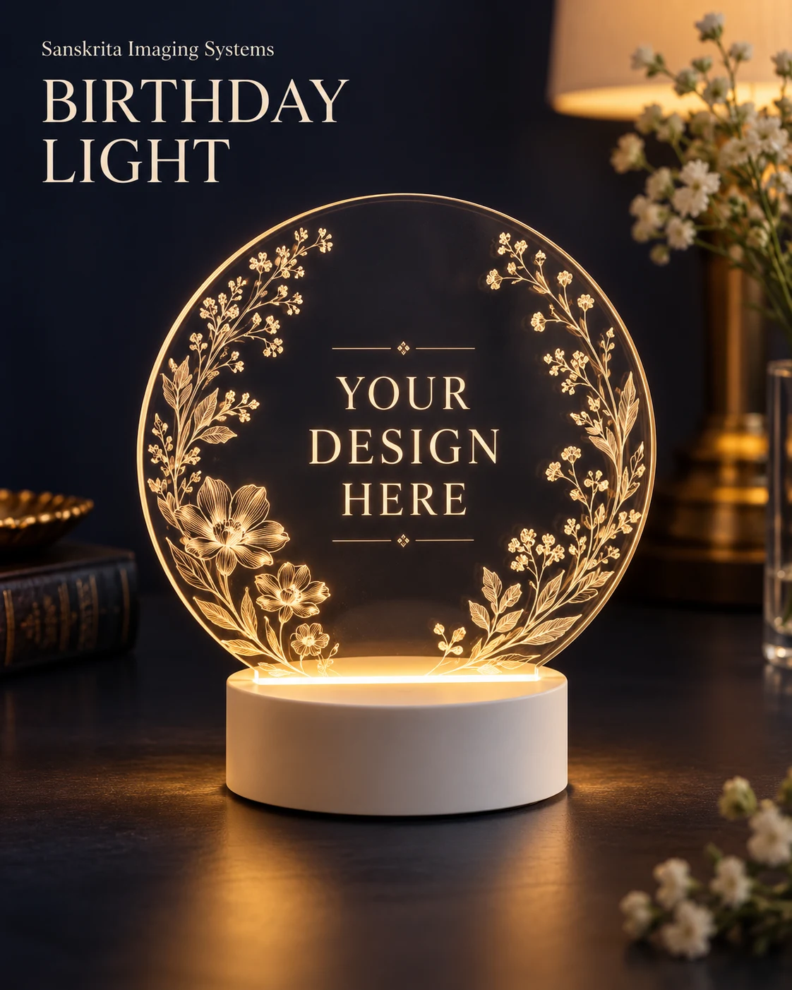 Birthday acrylic lamp ready for your own design