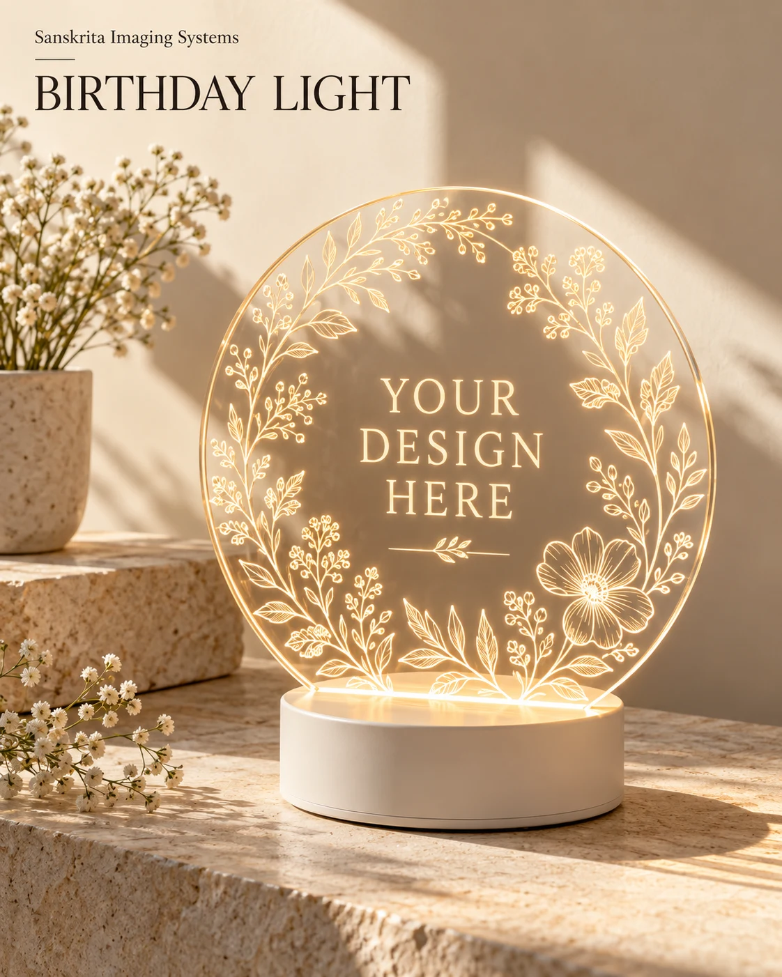 Birthday acrylic lamp, an alternative blank layout for a custom design