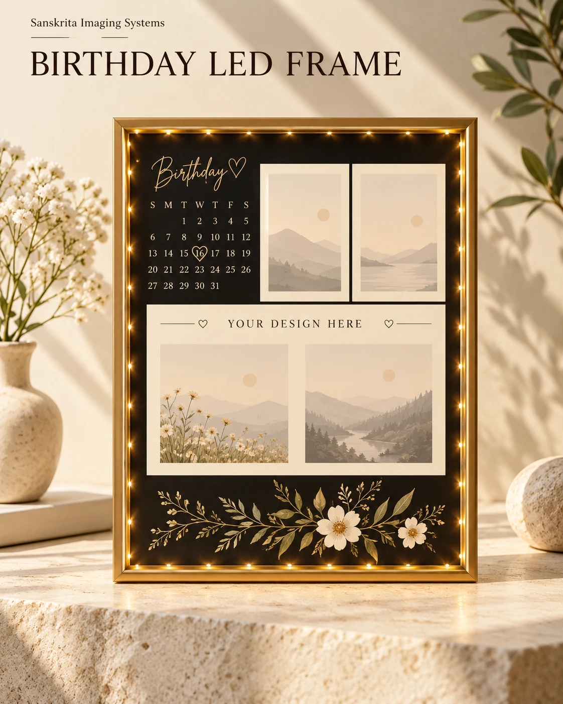 Birthday LED calendar frame ready for your own design