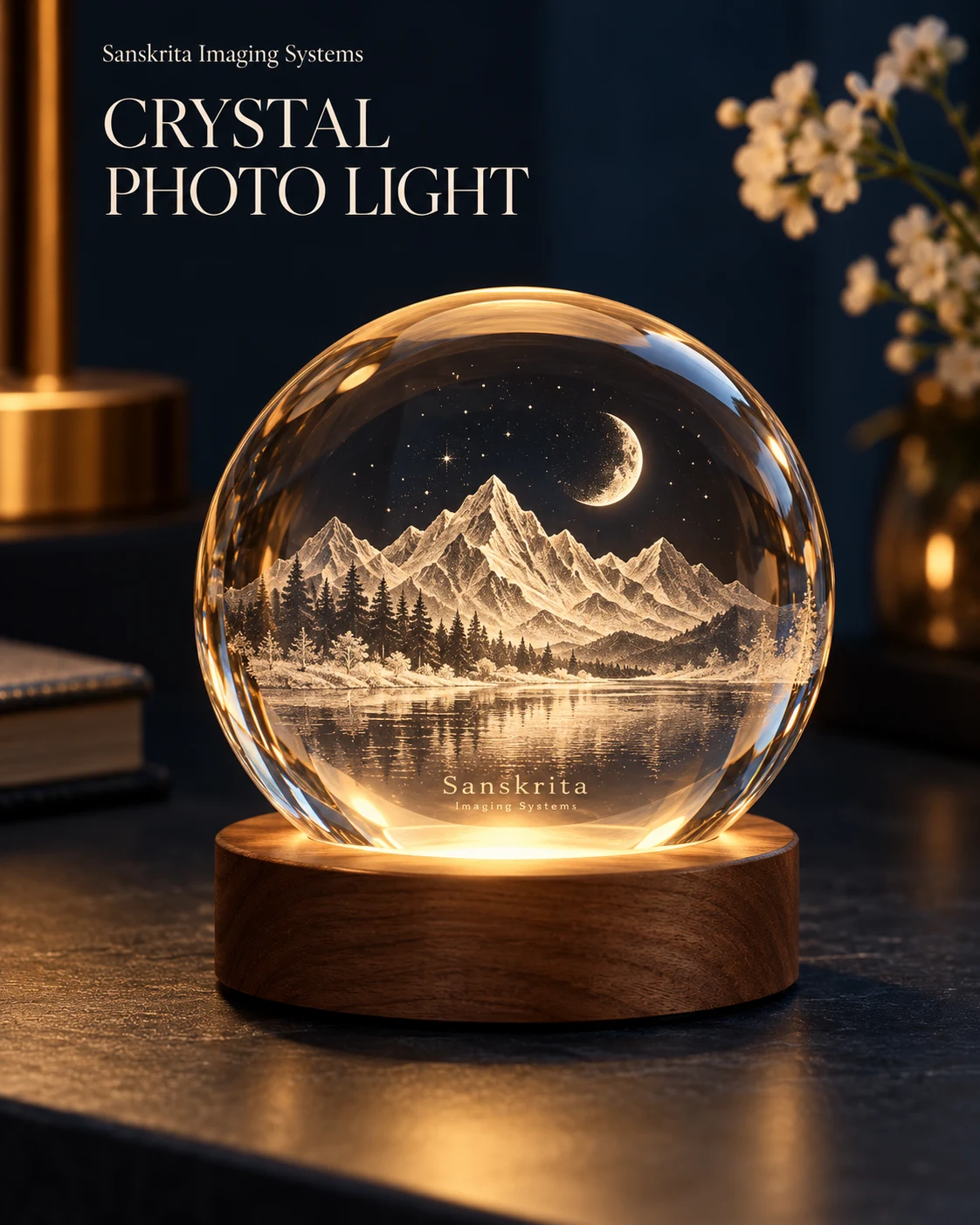Crystal photo lamp — personalised gift idea