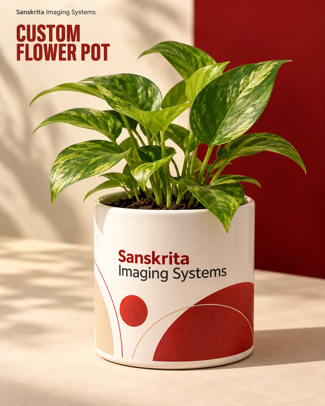 Custom flower pot with an alternative printed finish