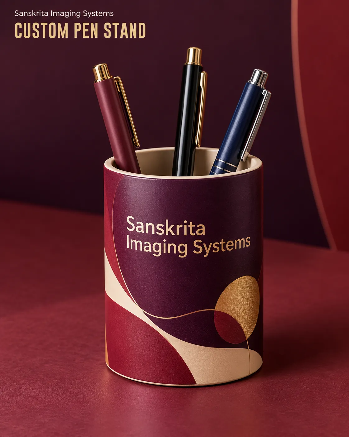Custom pen stand with an alternative printed finish