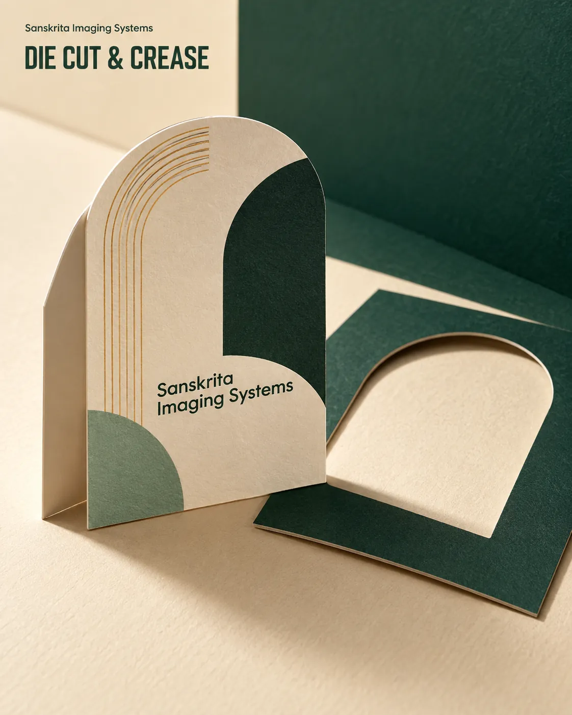 Any-shape cutting and creasing with an alternative printed finish