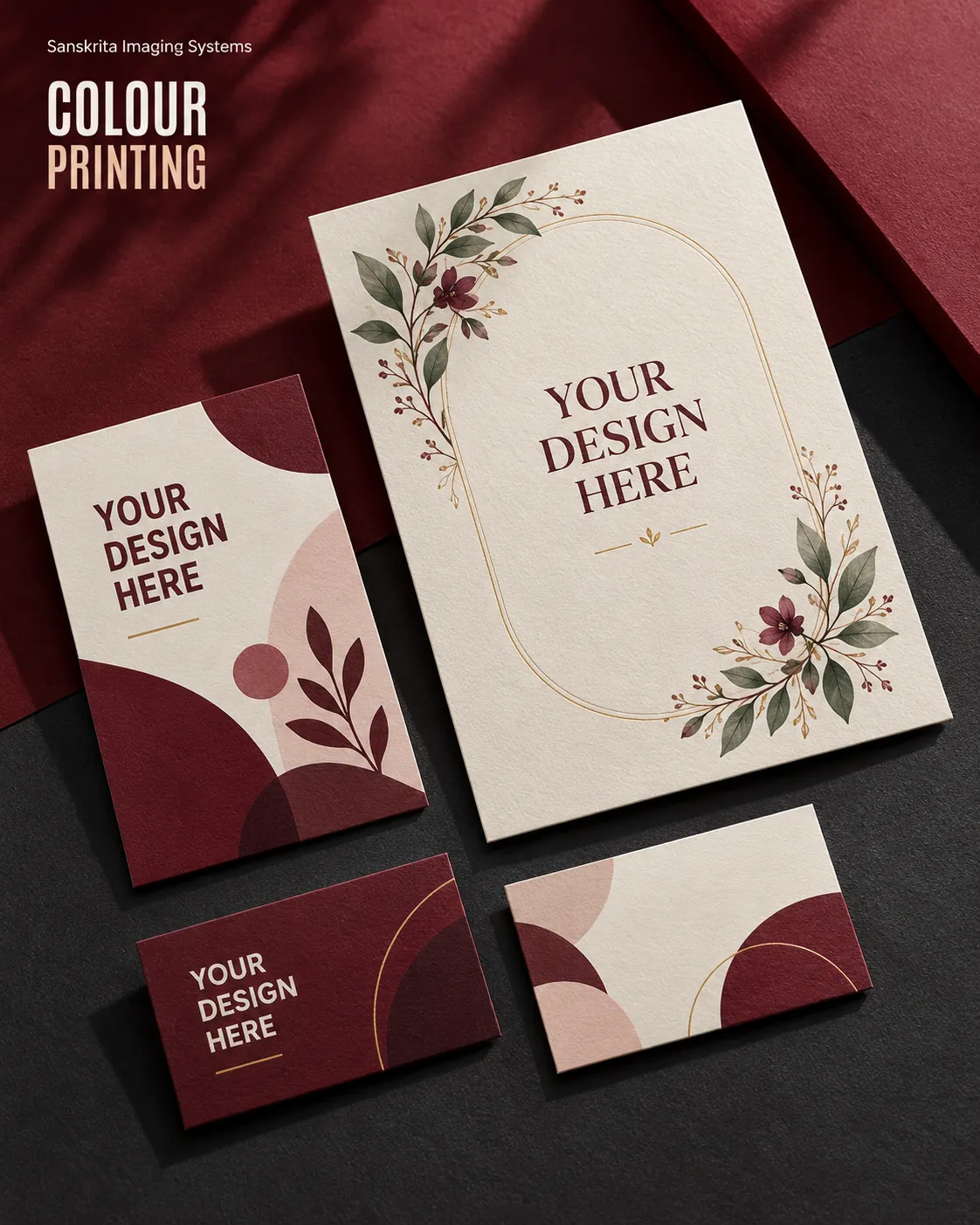 Digital colour printing, an alternative blank layout for a custom design
