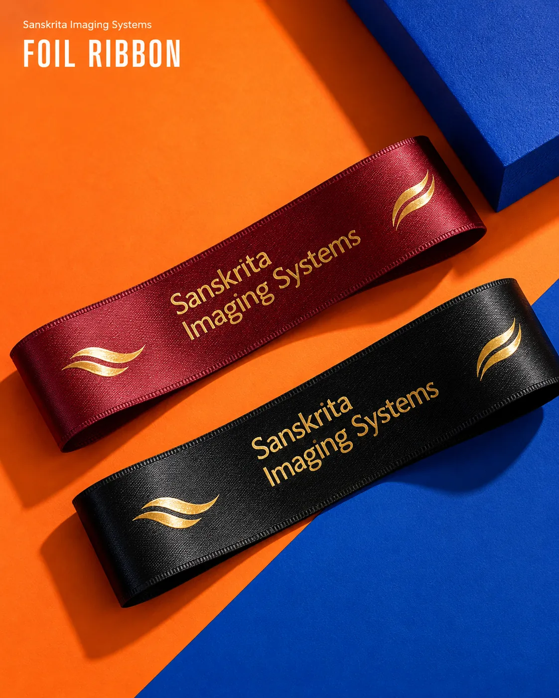 Gold and silver foil ribbon printing
