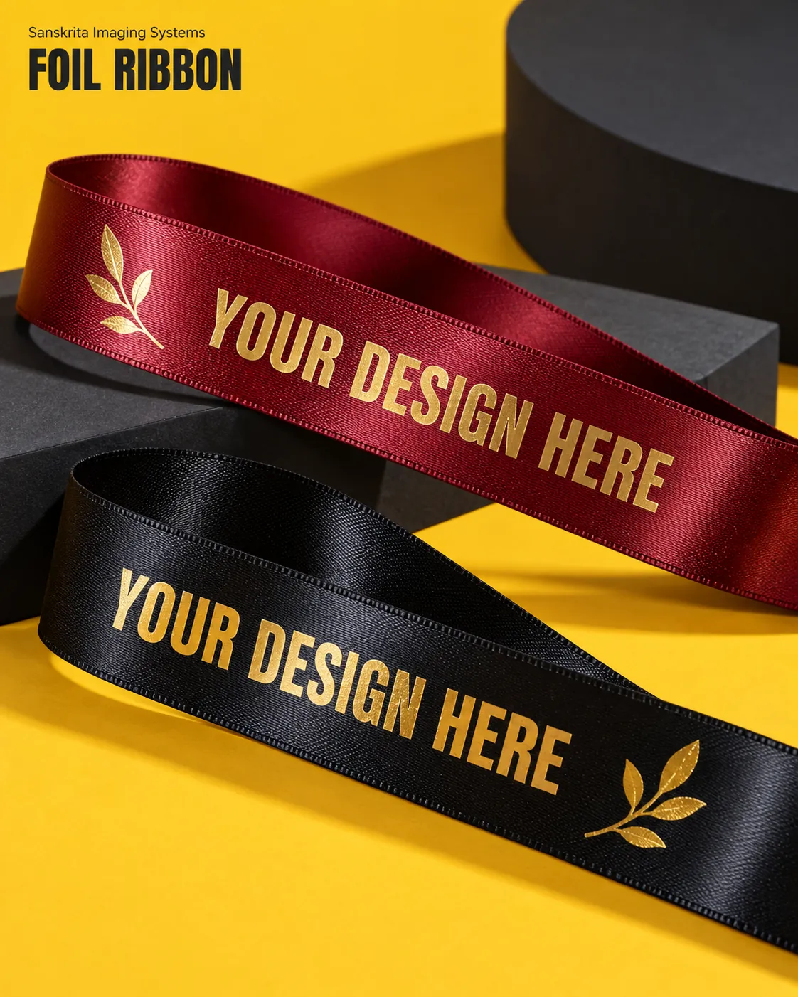 Gold and silver foil ribbon printing ready for your own design