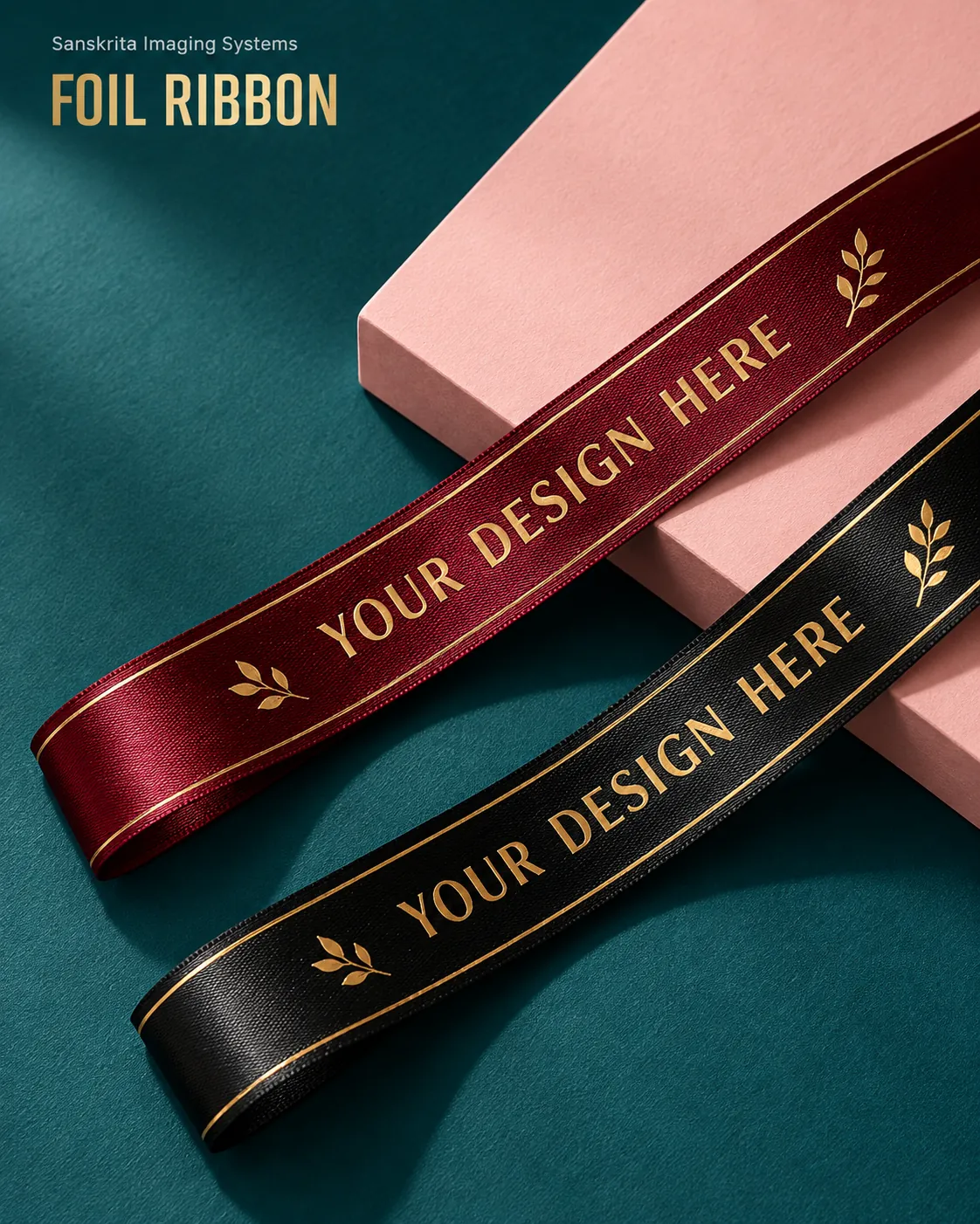 Gold and silver foil ribbon printing, an alternative blank layout for a custom design