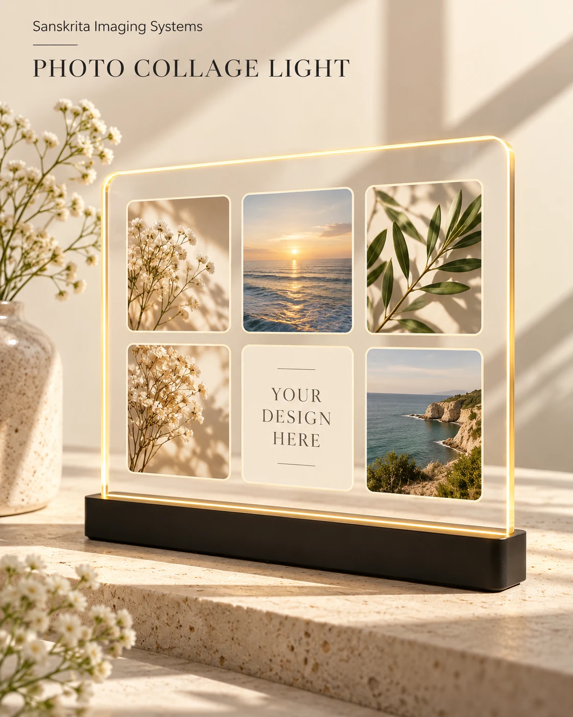 LED photo collage lamp, an alternative blank layout for a custom design
