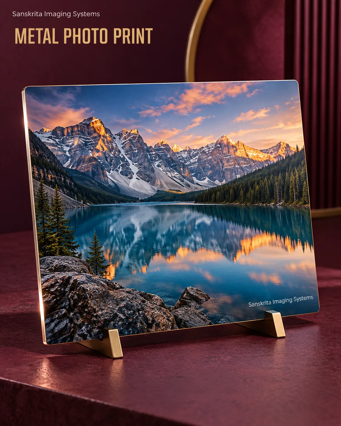 Metallic sheet photo print with an alternative printed finish