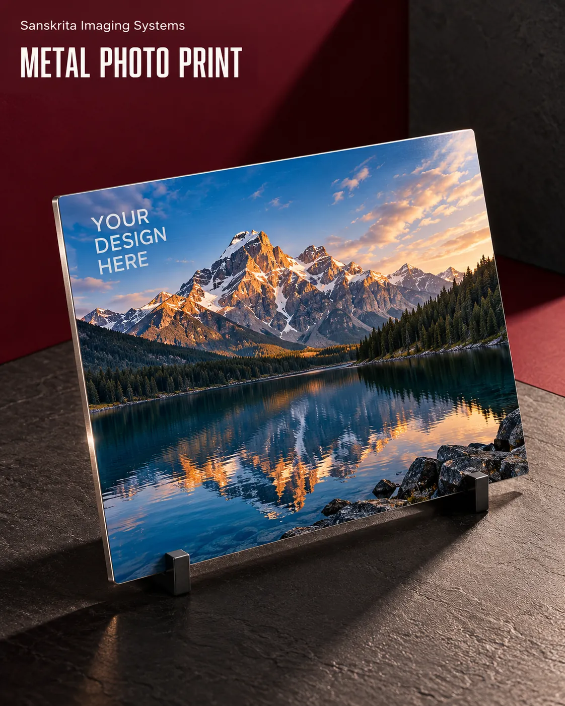 Metallic sheet photo print, an alternative blank layout for a custom design