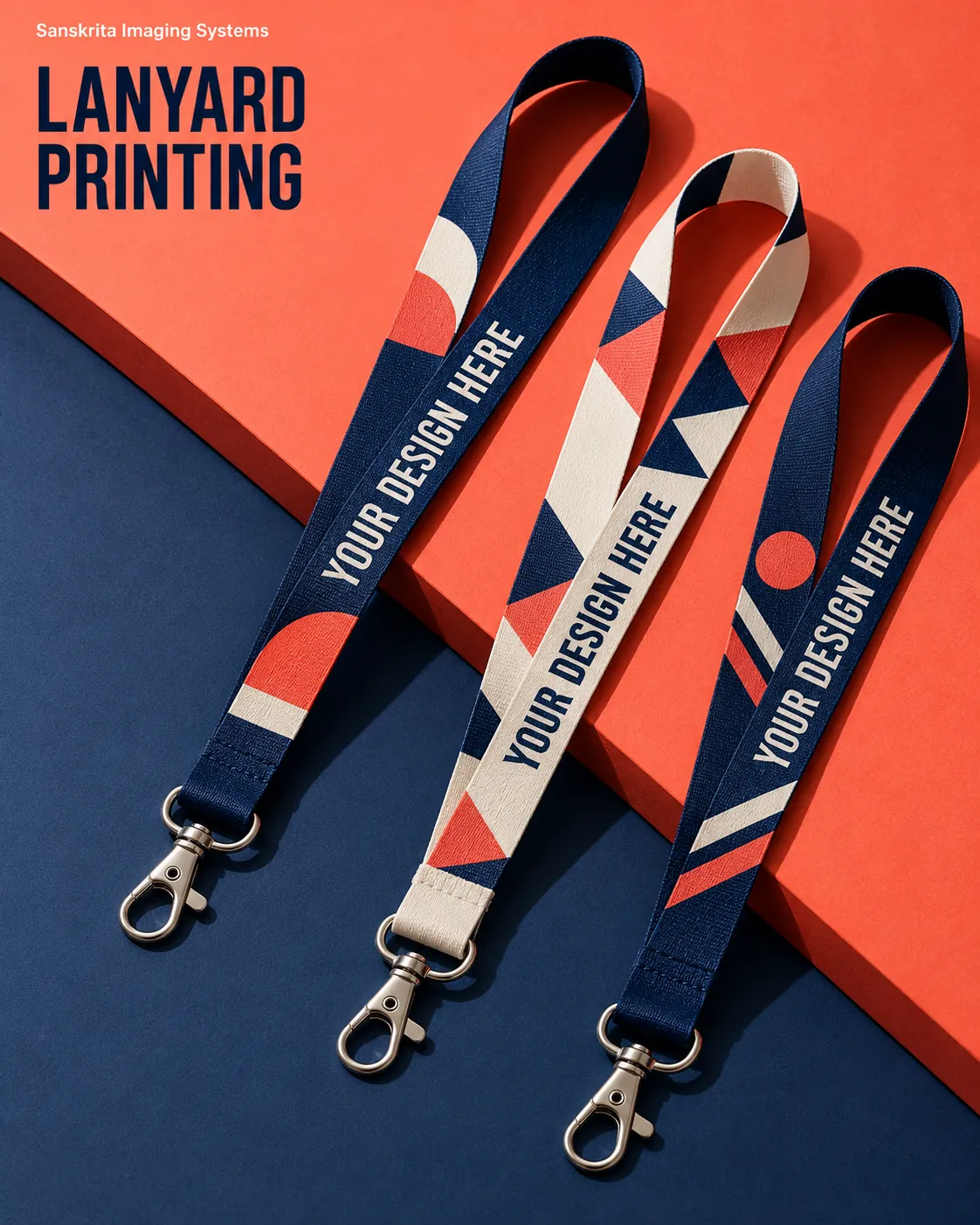 Multicolour lanyards, an alternative blank layout for a custom design