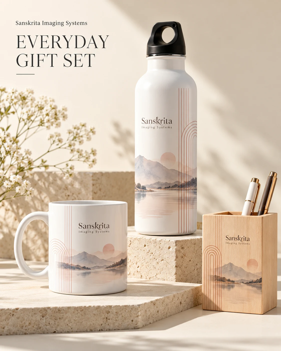 Personalised essentials gift set with an alternative printed finish