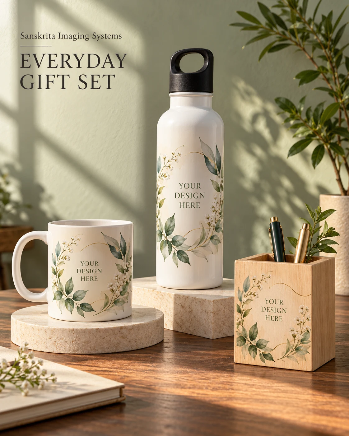Personalised essentials gift set, an alternative blank layout for a custom design