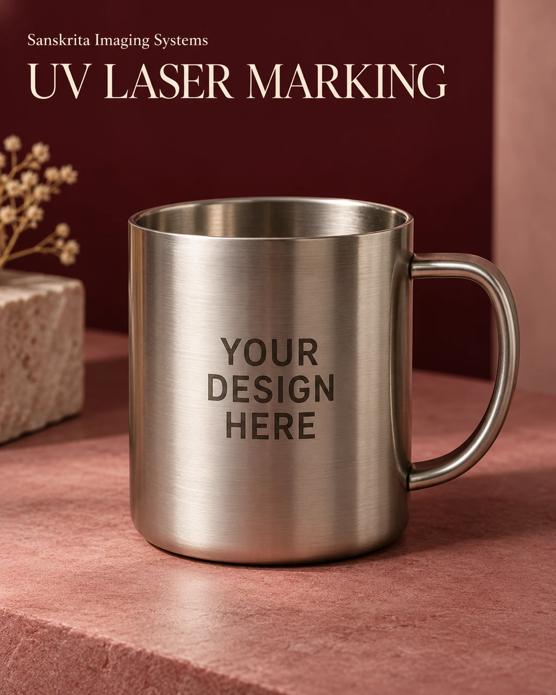 UV laser marking example: your mark on a steel cup