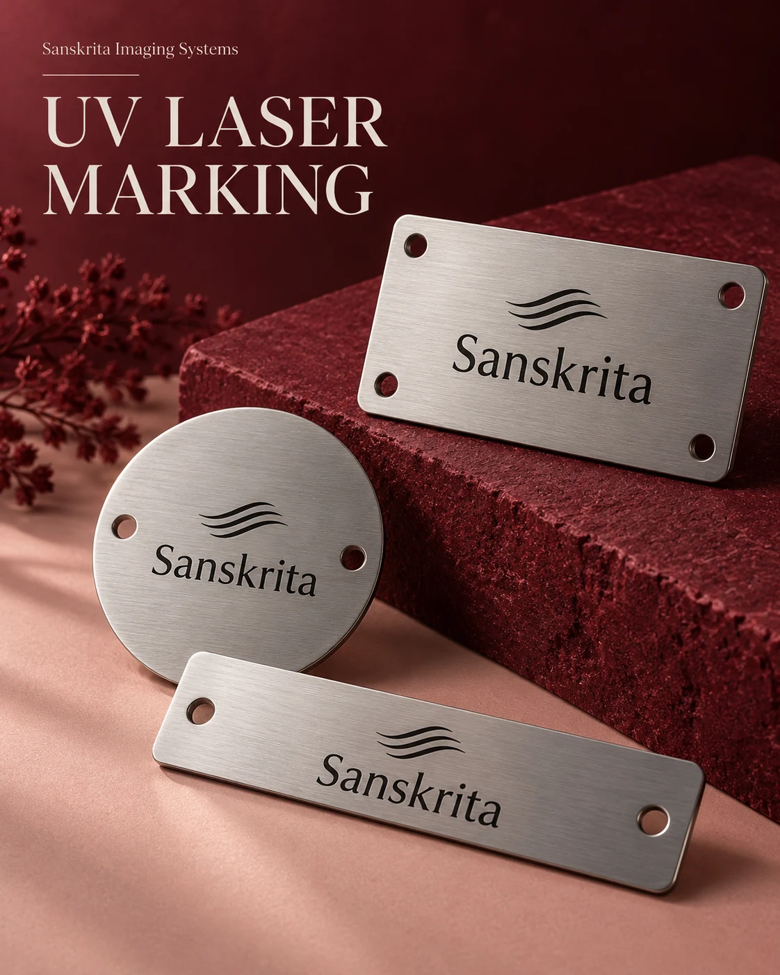 UV laser marking example: metal nameplates